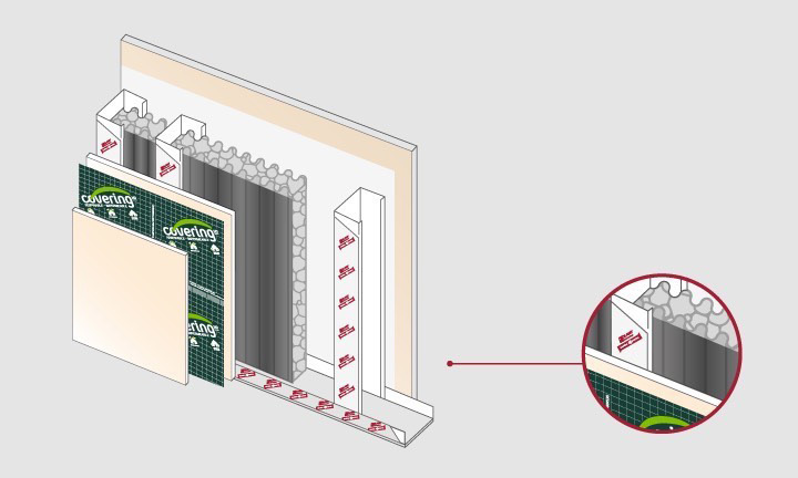 Utilizar recortes sobrantes para completar la aislación acústica del tabique.